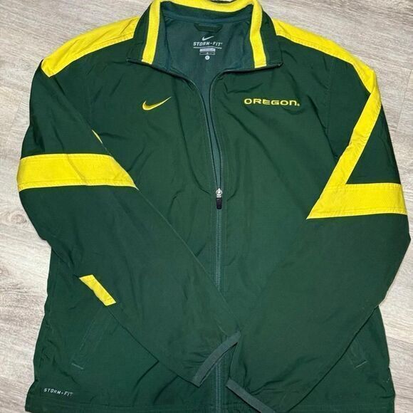 Oregon Ducks Nike Storm Fit Full Zip‎ Green Yellow Lightweight Jacket Women's L - Picture 1 of 8